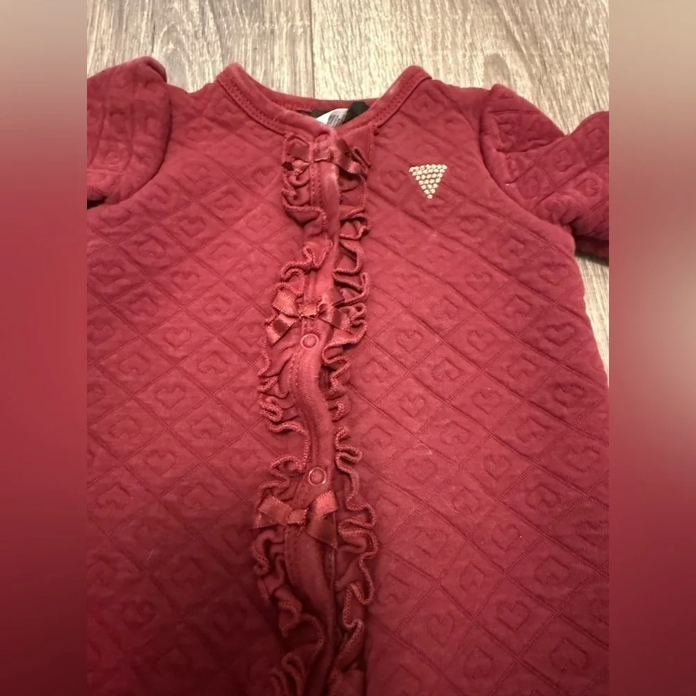 Guess Baby Dark Red Heart Pajamas Size 6-9 Months